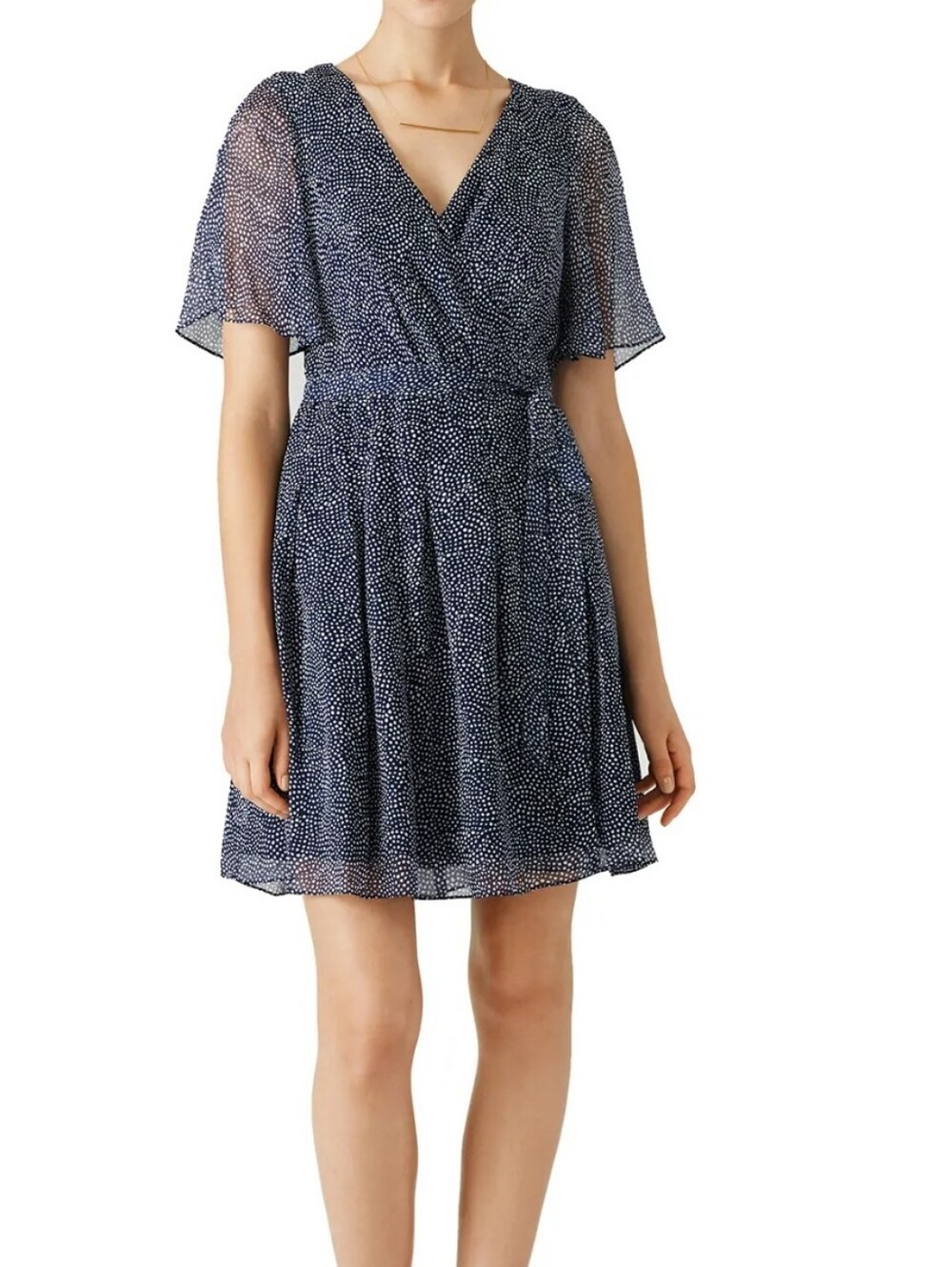 Diane von Furstenberg DVF Blue Katina Dress 100% Silk Navy Polka Dot Wrap Size M